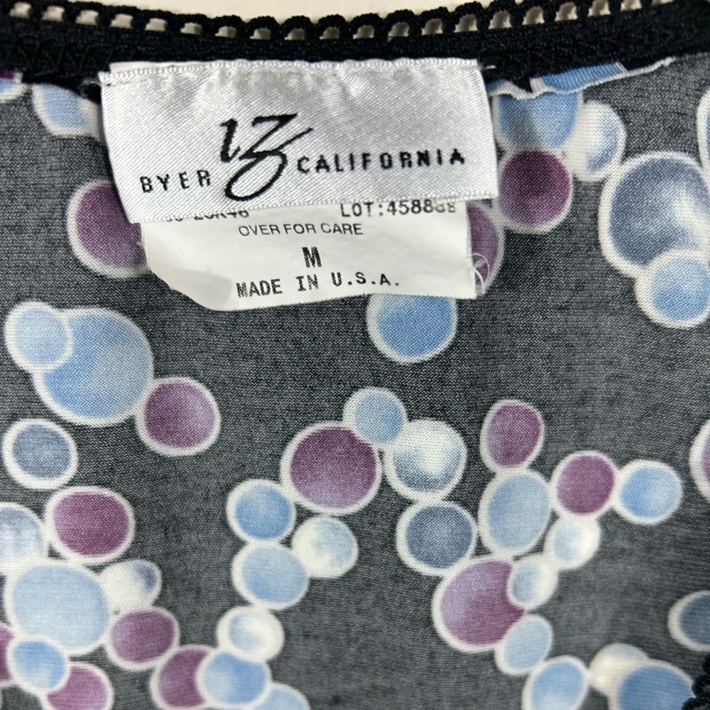 VTG IZ Byer Babydoll Top Y2K Women’s M Ruched Sleeve Milkmaid Polka Dot Fairy - Picture 2 of 10